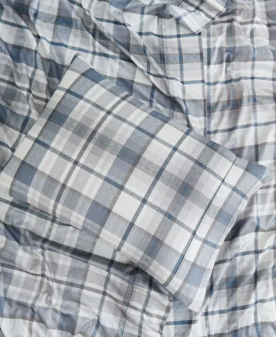 Southshore Fine Linens Highland Plaid Extra Deep Pocket 300- Thread Count 4-pc. Sheet Set, Queen In Blue
