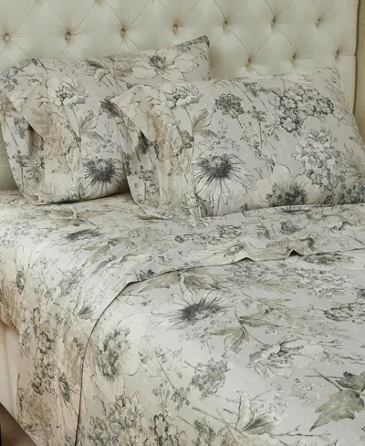Southshore Fine Linens Skye Floral Extra Deep Pocket 300- Thread Count 4-pc. Sheet Set, Full In Neutral