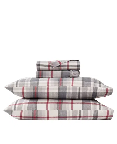 Southshore Fine Linens Highland Plaid Extra Deep Pocket 300- Thread Count 4-pc. Sheet Set, California King In Gray