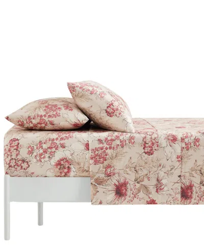 Southshore Fine Linens Skye Floral Extra Deep Pocket 300- Thread Count 4-pc. Sheet Set, California King In Red