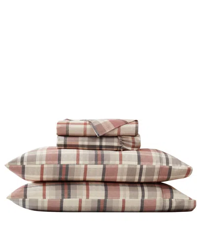 Southshore Fine Linens Highland Plaid Extra Deep Pocket 300- Thread Count 4-pc. Sheet Set, Queen In Red