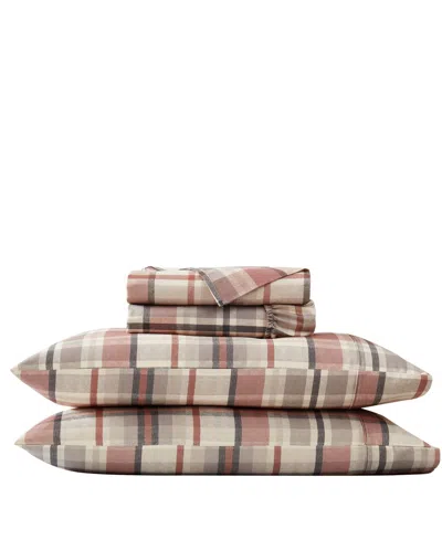 Southshore Fine Linens Highland Plaid Extra Deep Pocket 300- Thread Count 4-pc. Sheet Set, Queen In Red