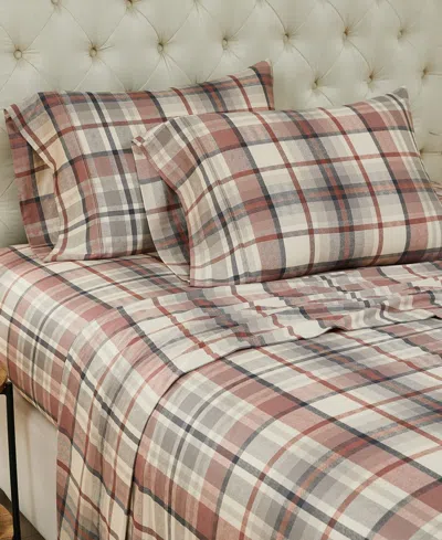 Southshore Fine Linens Highland Plaid Extra Deep Pocket 300- Thread Count 4-pc. Sheet Set, Queen In Red