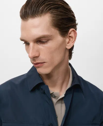 Mango Men's Pockets Water-repellent Jacket In Blue