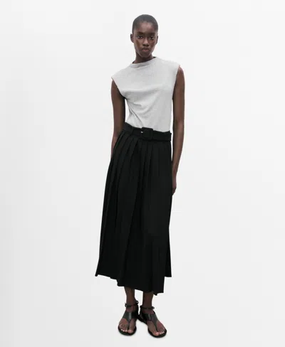 Mango Contrasting Belt Dress Grey In Black