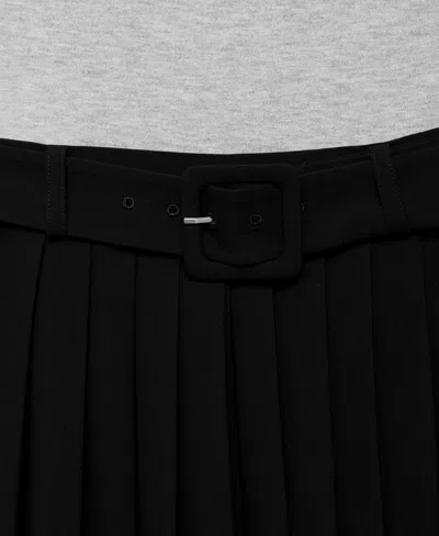 Mango Contrasting Belt Dress Grey In Black