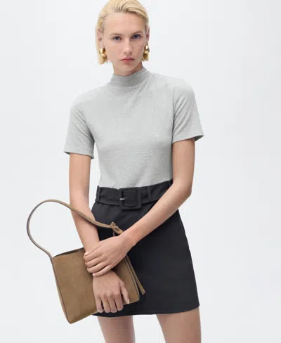 Mango Belted Minidress In Gray