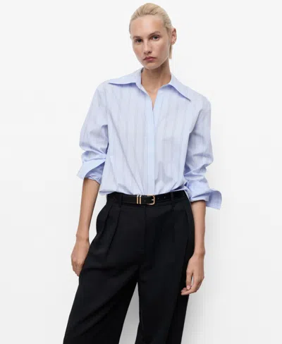 Mango Women's Lapels Striped Shirt In Blue