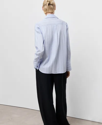 Mango Women's Lapels Striped Shirt In Blue