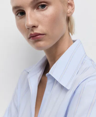 Mango Women's Lapels Striped Shirt In Blue