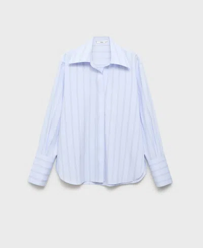Mango Women's Lapels Striped Shirt In Blue