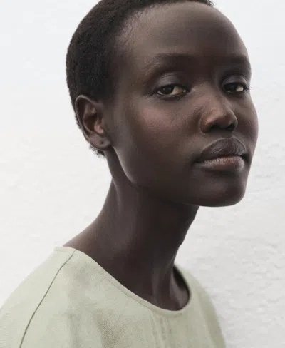 Mango Oversized Blouse With Turn-up Sleeves Aqua Green In Green