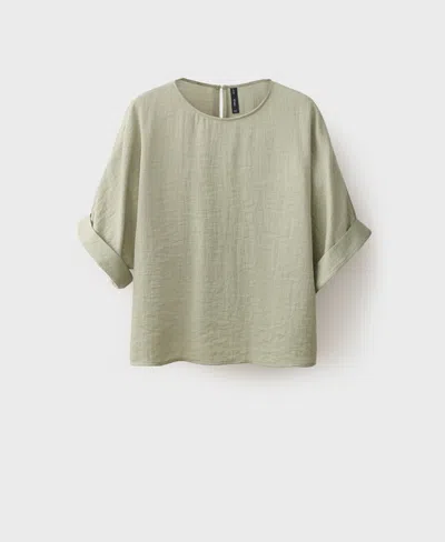 Mango Oversized Blouse With Turn-up Sleeves Aqua Green In Green