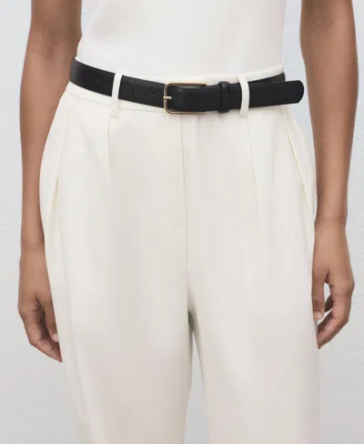 Mango Combined-fabric Jumpsuit With Belt Off White In White