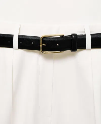 Mango Combined-fabric Jumpsuit With Belt Off White In White