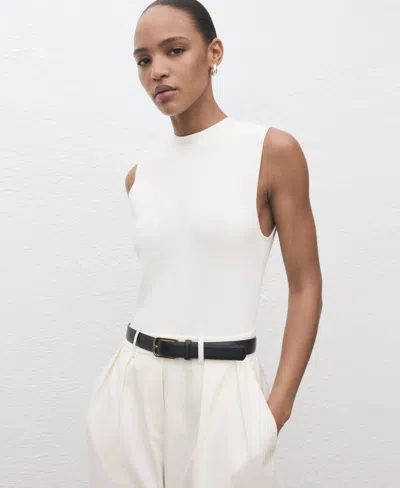 Mango Combined-fabric Jumpsuit With Belt Off White In White