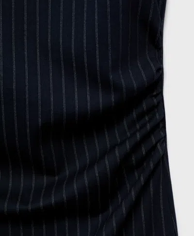 Mango Pinstripe Maternity Dress In Blue