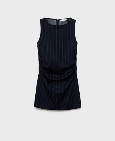 Mango Pinstripe Maternity Dress In Blue