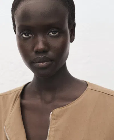 Mango Puffer Denim Waistcoat Brown In Brown