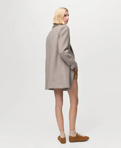 Mango Double-breasted Wool Blend Coat In Brown