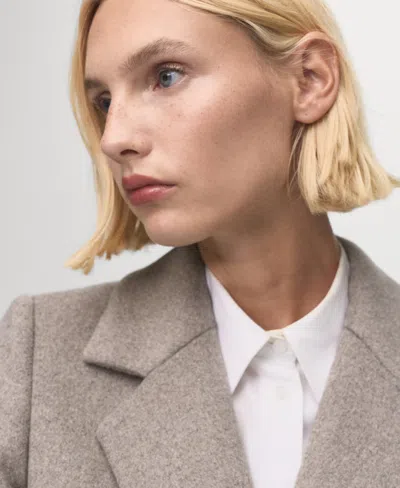 Mango Double-breasted Wool Blend Coat In Brown