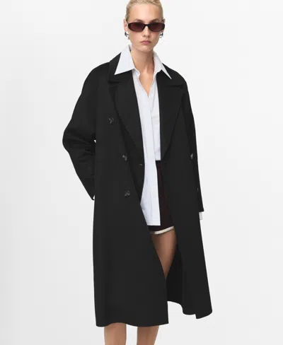 Mango Handmade Oversized Wool Coat Black In Black