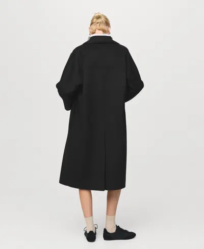 Mango Handmade Oversized Wool Coat Black In Black