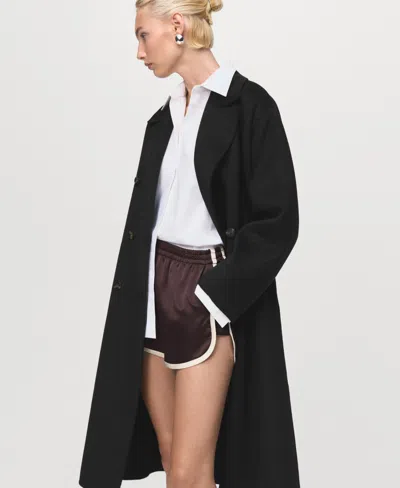 Mango Handmade Oversized Wool Coat Black In Black