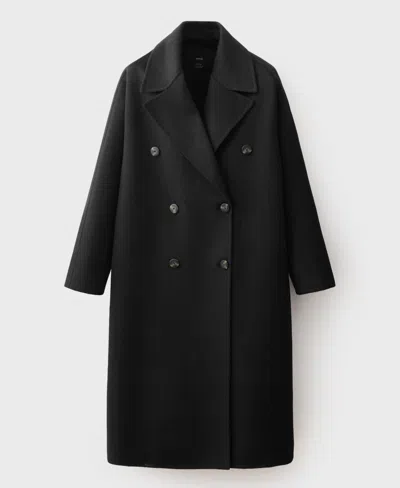 Mango Handmade Oversized Wool Coat Black In Black