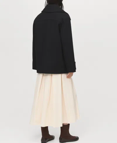 Mango Chalk-stripe Straight Pants In Black