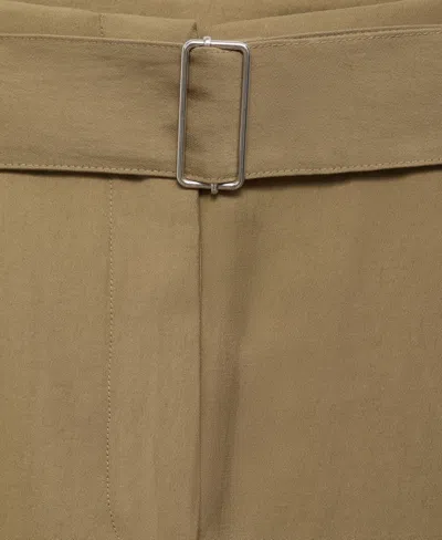 Mango Women's Belted Paper Bag Pants In Green