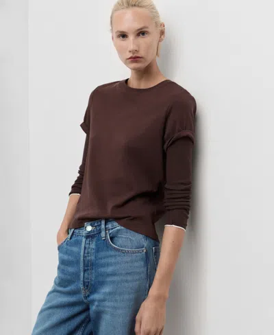 Mango Jean Large À Revers Bleu Moyen - Femme - 44 -  In Blue