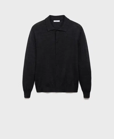 Mango Wool Cardigan In Black