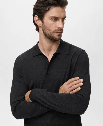 Mango Wool Cardigan In Black