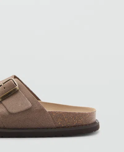 Mango Men's Buckles Leather Sandals In Brown