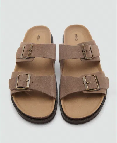 Mango Men's Buckles Leather Sandals In Brown