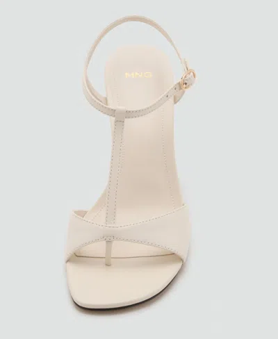 Mango Leather T Bar Heeled Sandal In Neutral