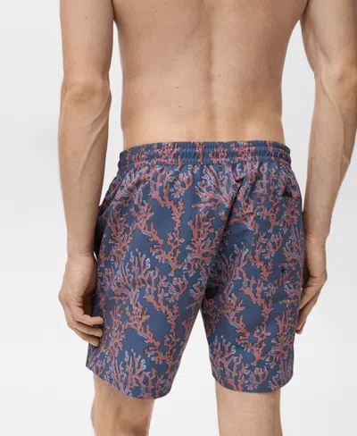 Mango Men's Coral Print Swimsuit In Red