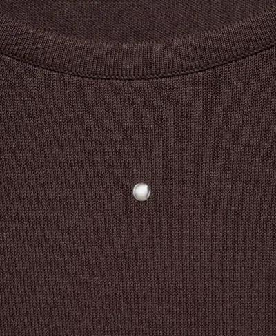 Mango Fine Knitted T-shirt With Studs In Brown