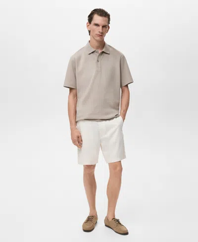 Mango Solid Cotton Polo Sweater In Gray