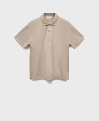 Mango Solid Cotton Polo Sweater In Gray