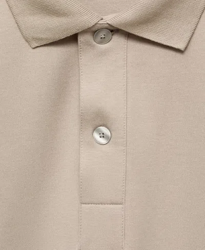 Mango Solid Cotton Polo Sweater In Gray