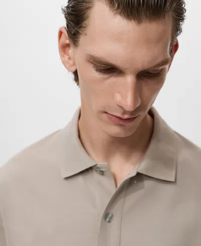 Mango Solid Cotton Polo Sweater In Gray