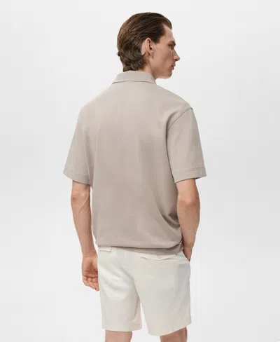 Mango Solid Cotton Polo Sweater In Gray