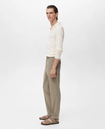 Mango Men's Pleated Slim-fit Pants In Brown