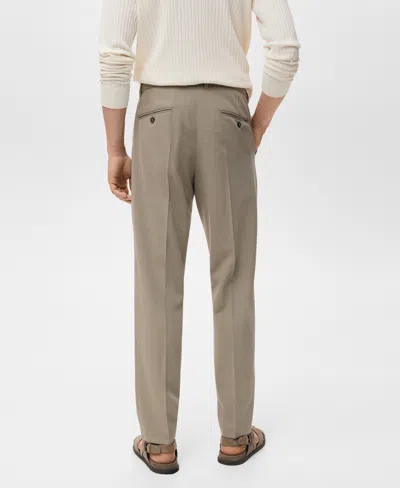 Mango Men's Pleated Slim-fit Pants In Brown