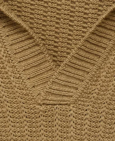 Mango Structured Cotton Polo Sweater In Nude