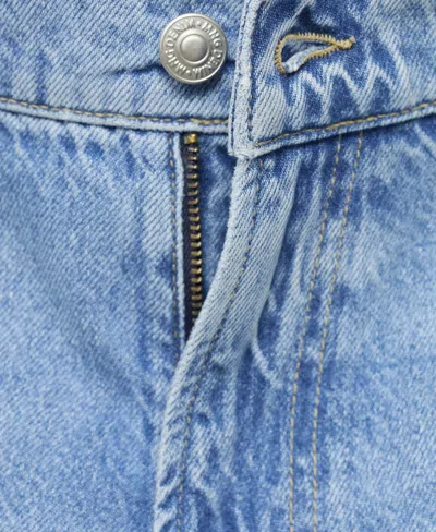 Mango Leather Bomber Jacket In Blue