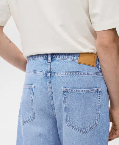 Mango Leather Bomber Jacket In Blue