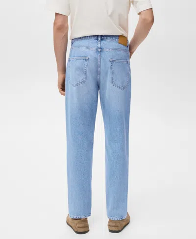 Mango Leather Bomber Jacket In Blue